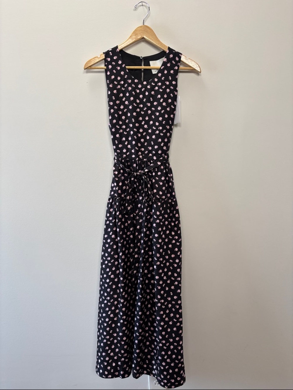 3.1 Philip Lim Sleeveless Black Maxi Dress with Pink Floral Tie Waist